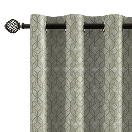 Image of LINENWALAS 100% Blackout Curtains for 9 Feet Long Door | Set of 2 | Modern Geometric Prints| Thermal Insulated, Room Darkening Drapes with Grommet Hanging Style for Living Room & Bedroom (Ogee Khakhi)