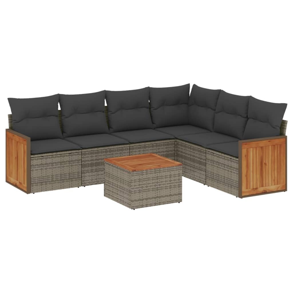 Destockage mobilier de Jardin,Salon,Salon Jardin Enfant,Salon de Jardin avec Coussins 7 pcs Gris résine tresséeConvient pour Les Jardins, Les Salons et Les patios