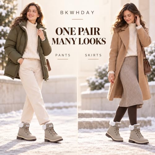 BKWHDAY Winter Boots for Women Snow Boot Waterproof Non Slip - image 7