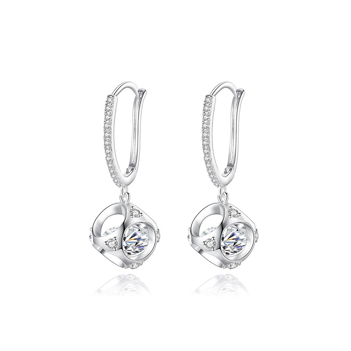 14K Gold Hollow Design Moissanite Hoop Drop Earrings for Women, Unique Jewelry Piece for Daily Wear