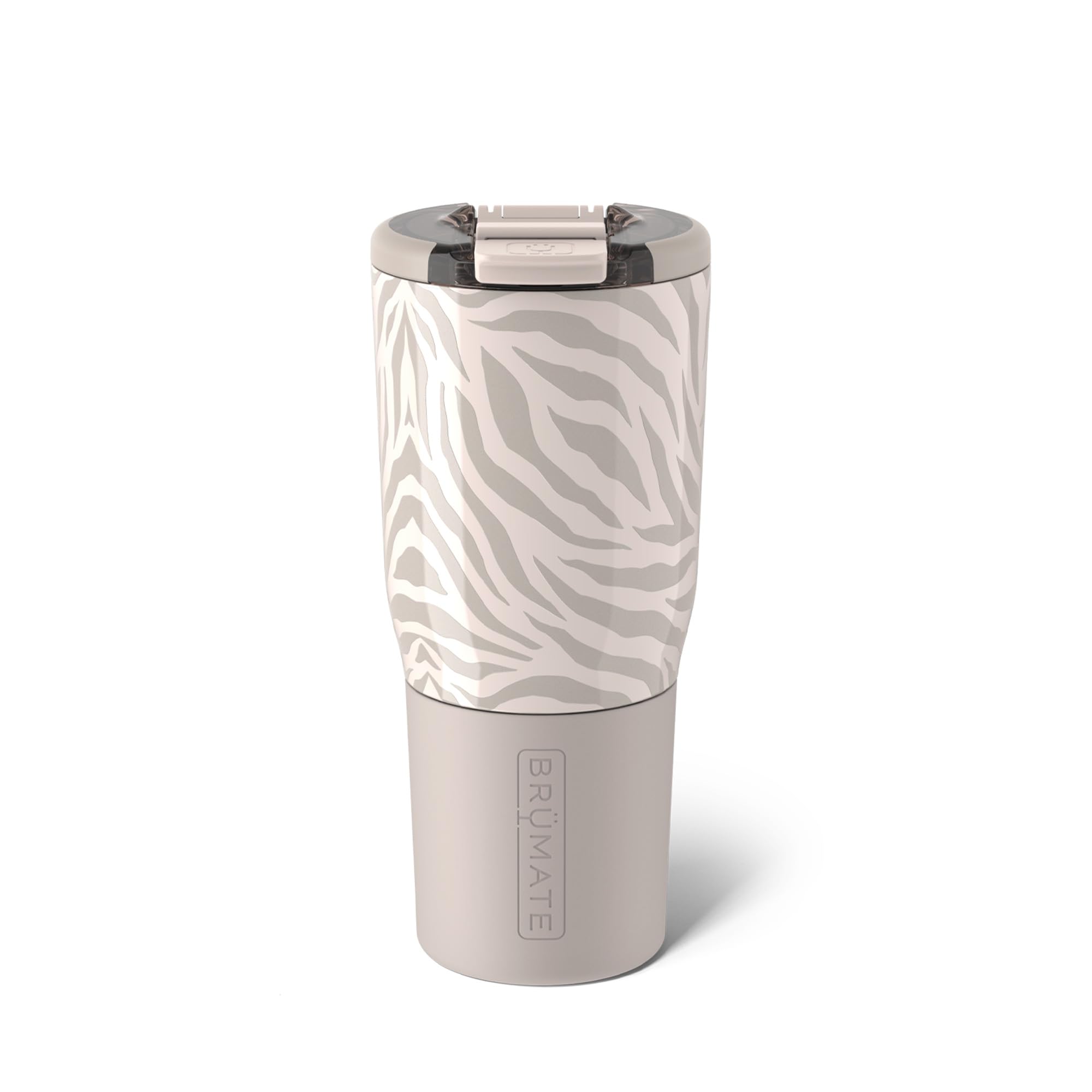 BrüMateNav 25oz 100% Leak Proof Insulated Travel Tumbler with Magnetic BevLock™ Lid - Double Wall Cup-Holder Friendly Stainless Steel Mug (Zebra)