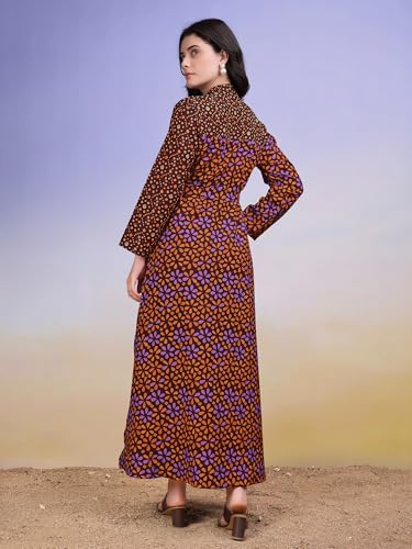 Image of PURVAJA Women's Mandarin Collar Cotton Blend Dress