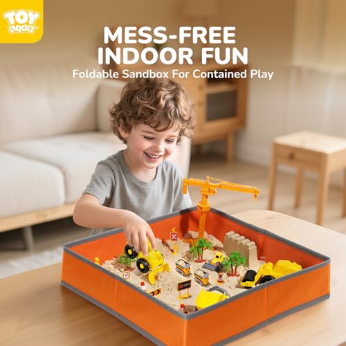 TOY Life 38-Piece Construction Sand Kit with Foldable Sandbox, Ages 3+ - image 2