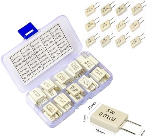 Amazon.com: Tcenofoxy Cement Resistor 5W Ceramic Cement Resistor ±5% 0 ...