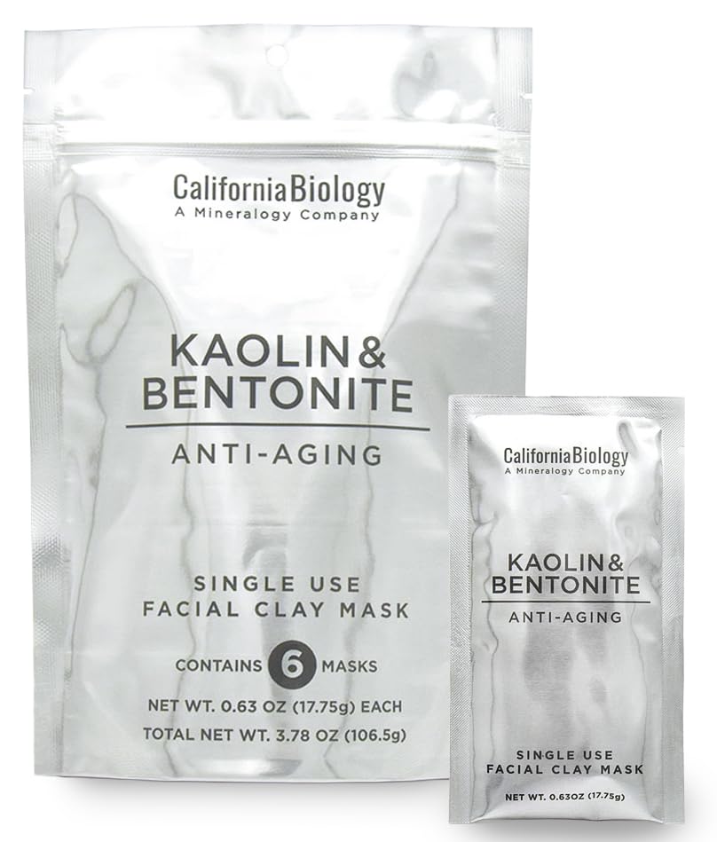 California Biology Sensitive & Oily Skin Clay Mask | Kaolin & Calcium Bentonite Clay | Indian Healing Clay for Face & Body | Pore Cleansing Face & Body Clay | Natural Skin Care Mask | Travel 6 Count