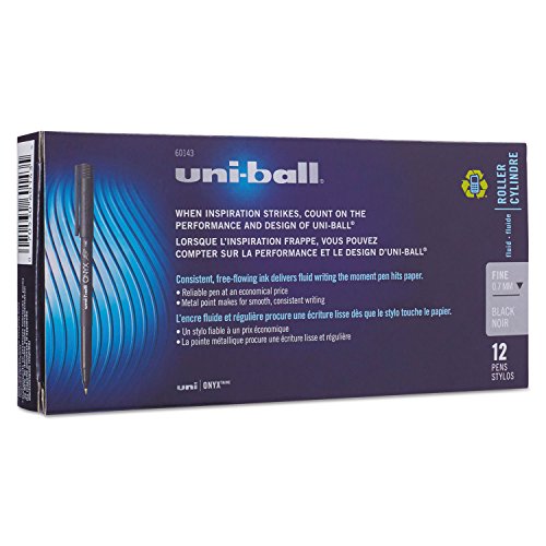Uni-Ball 60143 Onyx Roller Ball Stick Dye-Based Pen Black Ink Fine Dozen #TOP4