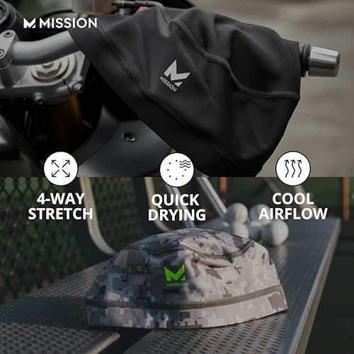 MISSION Cooling Helmet Liner- Cools Instantly When Wet, UPF 50, Wear Under Helmets, Hardhats & More- Black - 1