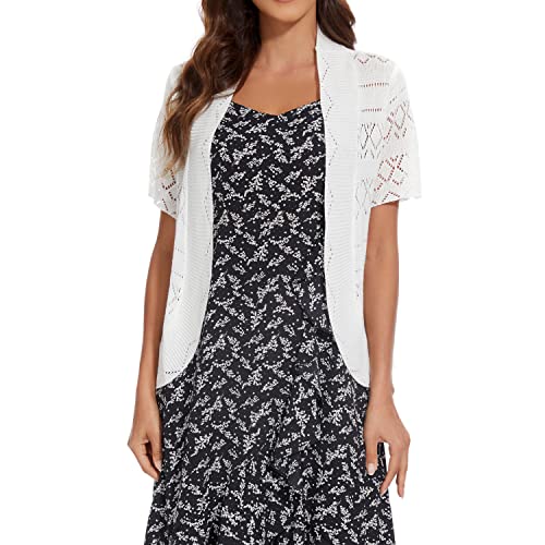 Women's Open Front Bolero Shrug Lightweight Knit Hollow Out Cropped Cardigan