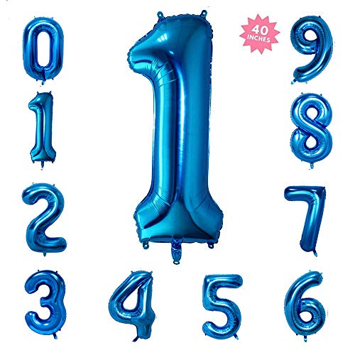 40 Inch Blue Jumbo Digital Number Balloons 1 Huge Giant Balloons Foil Mylar Balloons for Birthday Pa - //coolthings.us