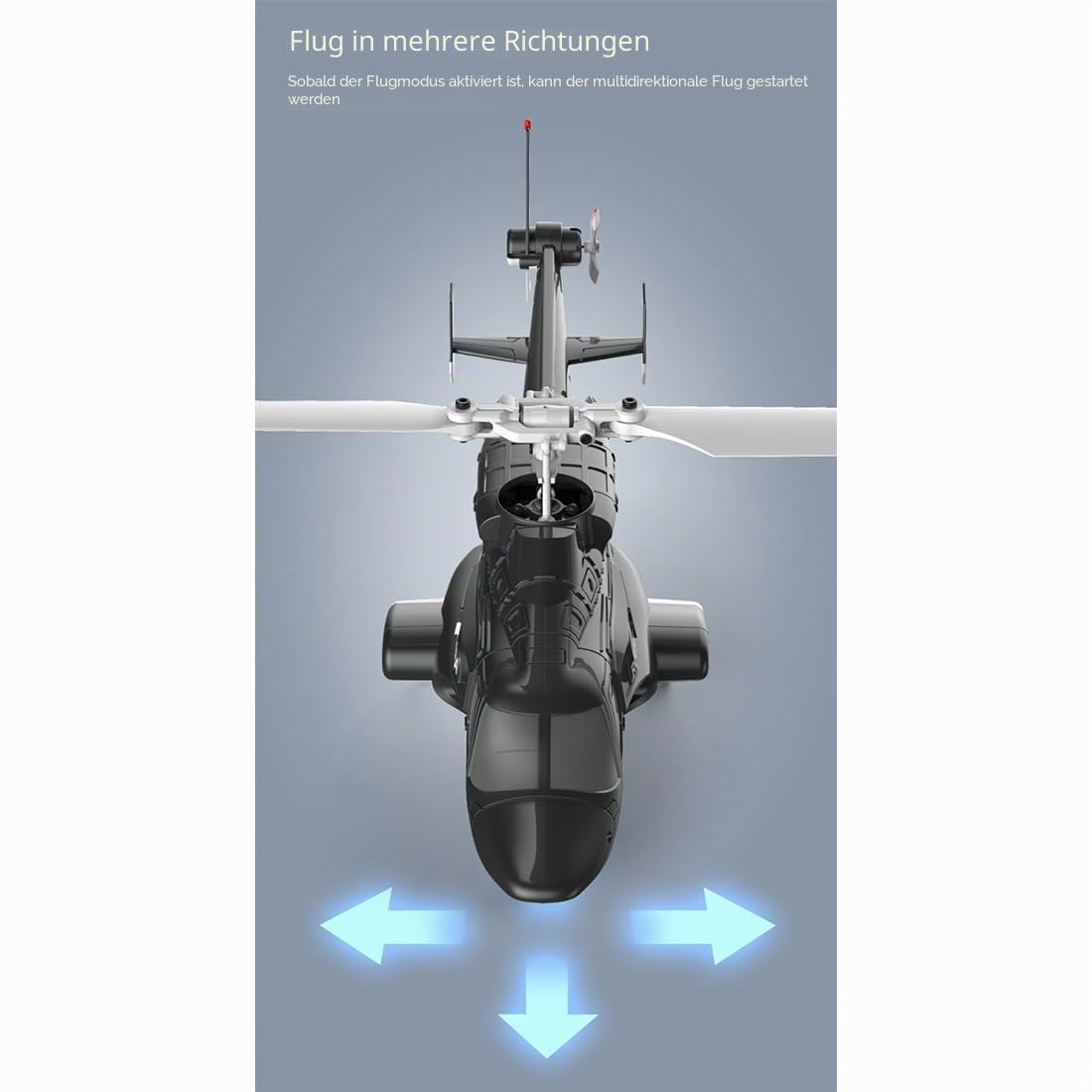 A61 1/52 Air-Wolf 2,4 GHz 4-Kanal-Mini-RC-Hubschraubermodell mit einem Rotor, ohne Flybar und optischer Höhenhaltung (RTF)