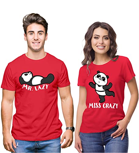 Image of Hangout Hub HH81 Men & Women T shirts |Round Neck T-Shirt| Regular Fit | Half Sleeves | Cotton | Couple Tshirts for Couple |Pack of 2|Couple T-Shirts