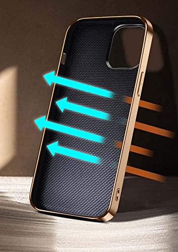 Étui iPhone 12 Pro en cuir de vache européen et bordure dorée chic