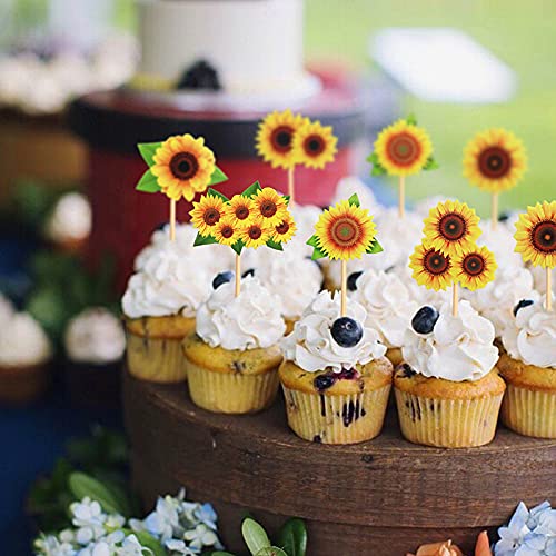 Keaziu 36 Pack Sunflower Cupcake Toppers For Flower Themed Party Birthday Cupcake Picks Party Decorations Supplies For Baby Shower Birthday Party #TOP4
