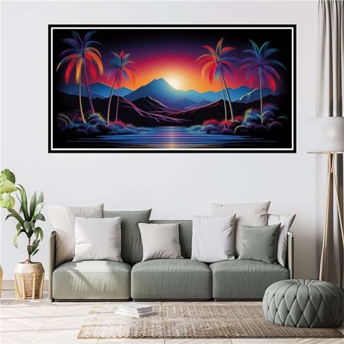 Peinture diamant adulte coucher de soleil kit complet grand format 100x200cm