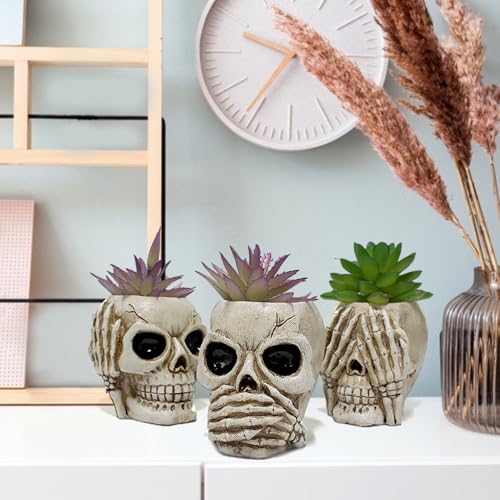 Pot de fleurs tête de mort résine : fixez votre déco de table - 8