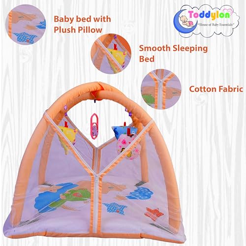 Image of Toddylon Baby Bedding New Born Baby Bed | Mosquito Net | Mattress | Play Gym Bed | Insect Protection Net | Infants | Mosquito Safety Net | Baby Boys Girls (0-6 Months)