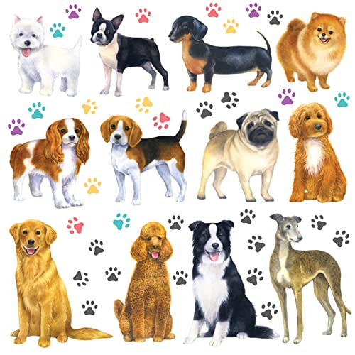DECOWALL DS8-8045 Adesivi murali per cani Decalcomanie animali per bambini, decorazioni per la cameretta dei bambini, staccare e attaccare la pattuglia della zampa rimovibile