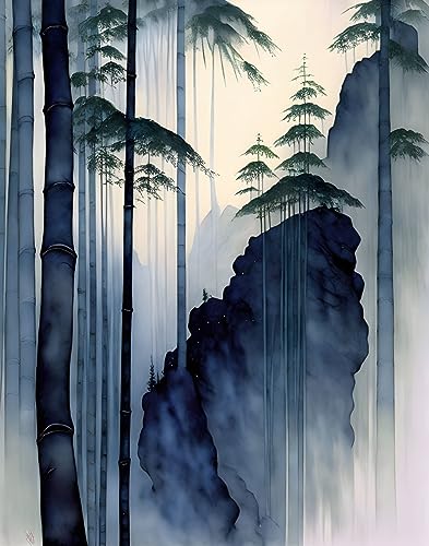Toile forêt de bambou brumeuse pour créer une ambiance zen de bureau