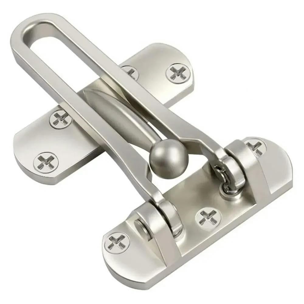 PULaif Door Lock Bolt, Gate Lock Door Latch Swing Bar Lock Silver Zinc Alloy For Bedroom Kids Room Hotel Entrance(A)