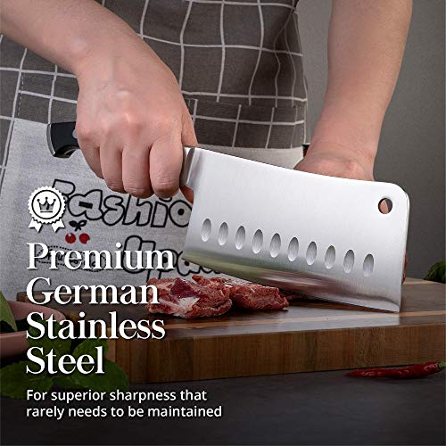 Master Maison Gray Kitchen Knife Set With Knife Block & Bonus Cleaver | German Stainless Steel Knives With Knife Sharpener & 8 Steak Knives | Butcher Block Knife Sets For Kitchen #TOP7