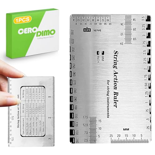 CeroDimo Guitar String Height Gauge Ruler, String Action Gauge Ruler, Setup Tools for Electric and Acoustic Guitar, Includes Fret Rocker Gauge for Guitar Bass Repair, Luthier Repair Tool