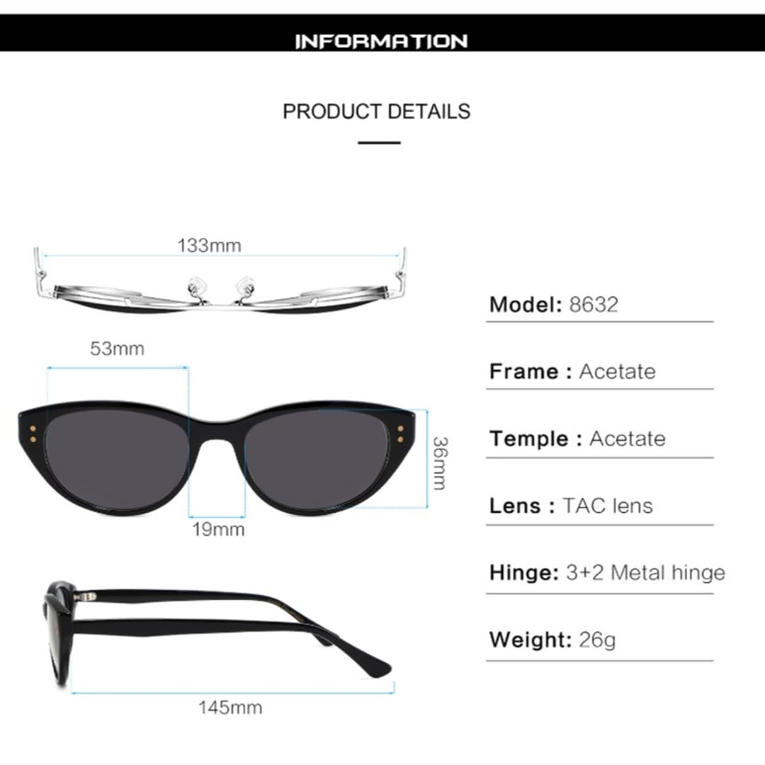 Occhiali da sole polarizzati in acetato occhio di gatto donna moda uomo Uv400 retrò