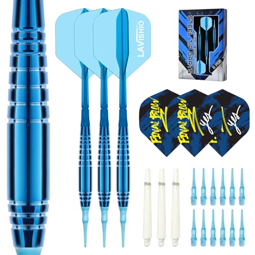 Lavishio Dartpfeile mit Kunststoffspitze für Elektronische Dartscheibe 3 Stück Soft Darts Pfeile Set, 19 Gramm Profi Softdarts Dartpfeil, mit Aufbewahrungsbox (Deep Blue)