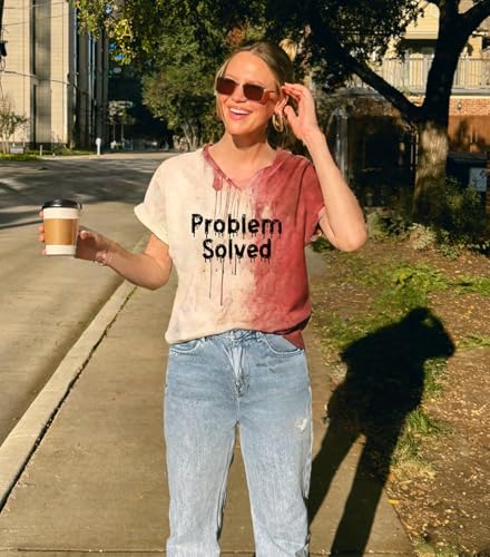 Generic I'M Fine Bloody Shirt Women Funny Halloween Blood Horror Clothes Gift Blood Splatter Top, 5X-Large2