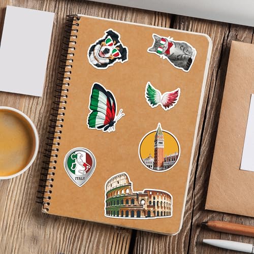 Image of Italy Travel Stickers 50 Pieces Vinyl Waterproof Decal for Laptop Water Bottle Phone Car Window Bike Motorcycle Stakeboard Scrapbook Italian Sticker Gifts