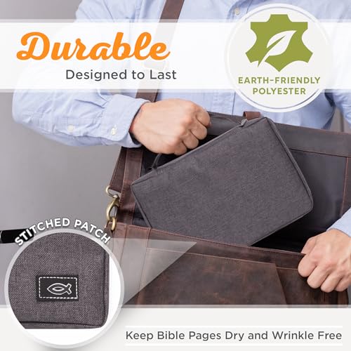 Image of Christian Art Gifts Men & Women's Polyester Bible Cover with Jesus Fish