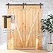 4-14FT Bypass Sliding Barn Door Hardware Kit Single Track System Carbon Steel Basic Roller Hanger Easy to Install Fit Double 48