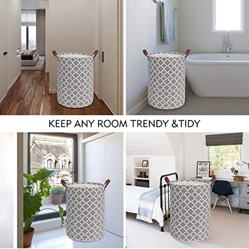 Image of 48L Large Laundry Basket, Collapsible Laundry Bag, Freestanding Tall Clothes Hamper, Foldable Washing Bin (Grey 48 L)