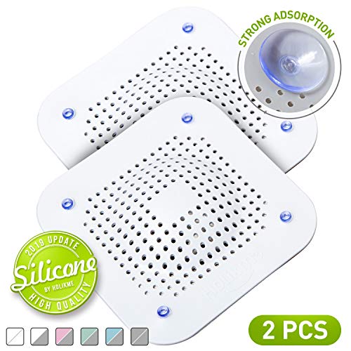 Holikme Drain Hair Catcher Shower Drain Cover, 2 Pack Silicone Drain Protector