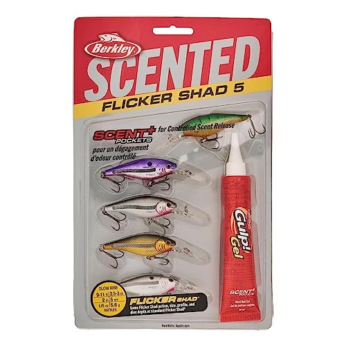 Berkley Scented Flicker Shad Baitfish 5 Pack Fishing Lure, Assorted, 5/16 oz, 2.75in | 7 cm, Size,...