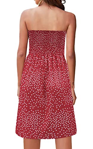 Image of Zyyfly Tube Top Dress Women Summer Beach Coverup Stretch Smocked Strapless Dress