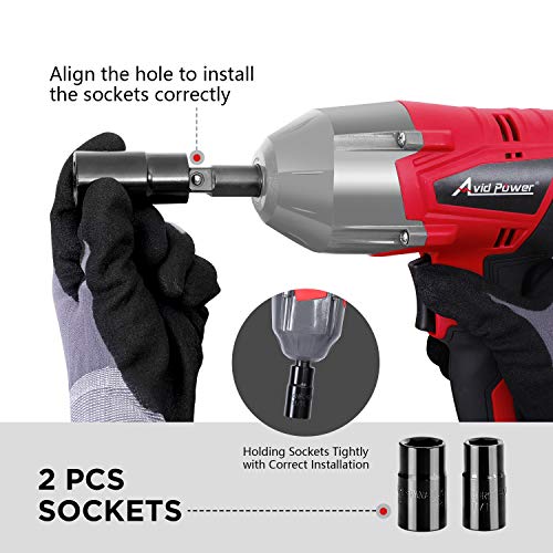 AVID POWER Electric Impact Wrench Kit with 1/2 Inch Chuck, 500 N.m (370 Ft-lbs) Max Torque with 2 Sockets(13/16'' 3/4'')
