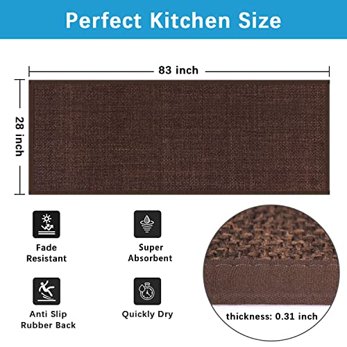 Tan Runner Rugs Mat With Rubber Backing, Super Water Absorbent 7Ft Floor Runner Non Slip Rug Runner For Hallway, Low Pile Runner Carpet Neutral Dinging Room Rug Carpet For Home, Deep Brown #TOP1