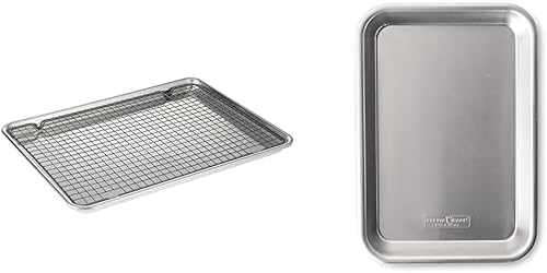 Nordic Ware - 43172AMZM Nordic Ware Media hoja con rejilla antiadherente apta para horno, juego de 2 piezas, natural y bandeja de 18 hojas, 1