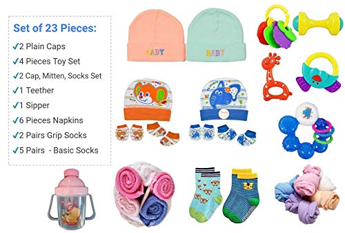 Image of New Born Baby Gift Set for 0-6 Month Baby (Clothes, Feeding, Bag and Toys) (23 Piece Set (Standard))