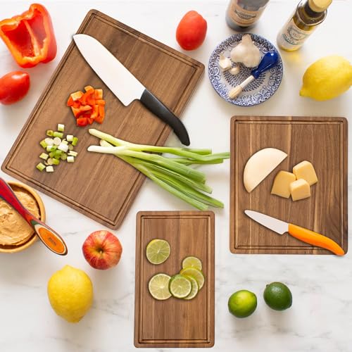 Set de 3 tablas de cortar de madera con soporte miniatura 6