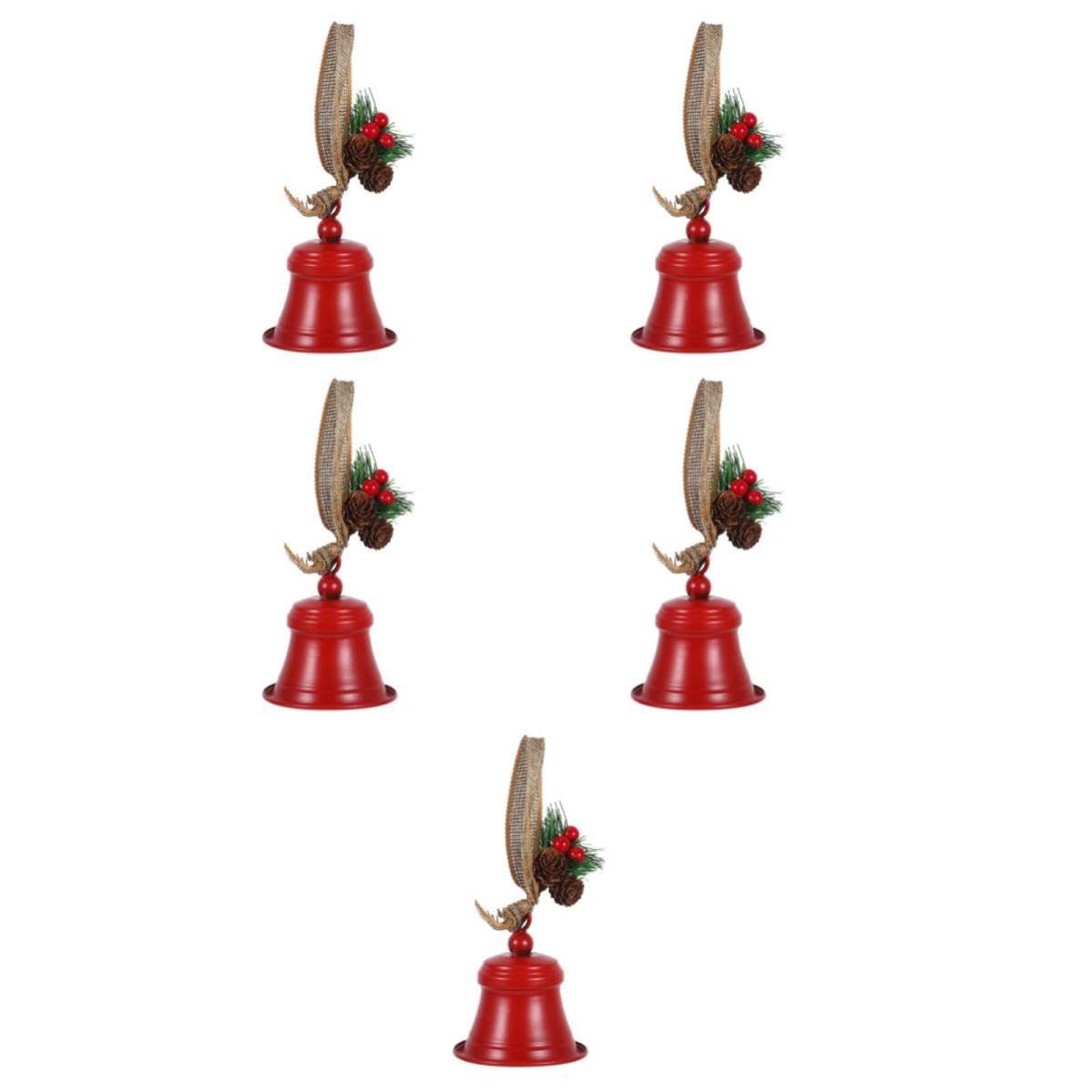 TOYANDONA 5 Piezas Campana Navideña Colgante de Hierro Roja, Estilo