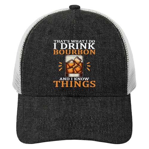 That's What I Do I Drink Bourbons and I Know Hat for Men Baseball Cap Fashion Washed Hiking Hat