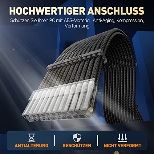 Kit câbles PC AsiaHorse rallonge PSU 16AWG noir connecteur alimentation GPU CPU peignes inclus - 4