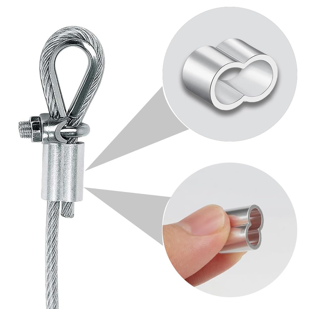 Morsetti In Alluminio Per Cavi 50 Pezzi - Doppio Foro 8mm, Per Funi Metalliche E Elastiche - Foto 4