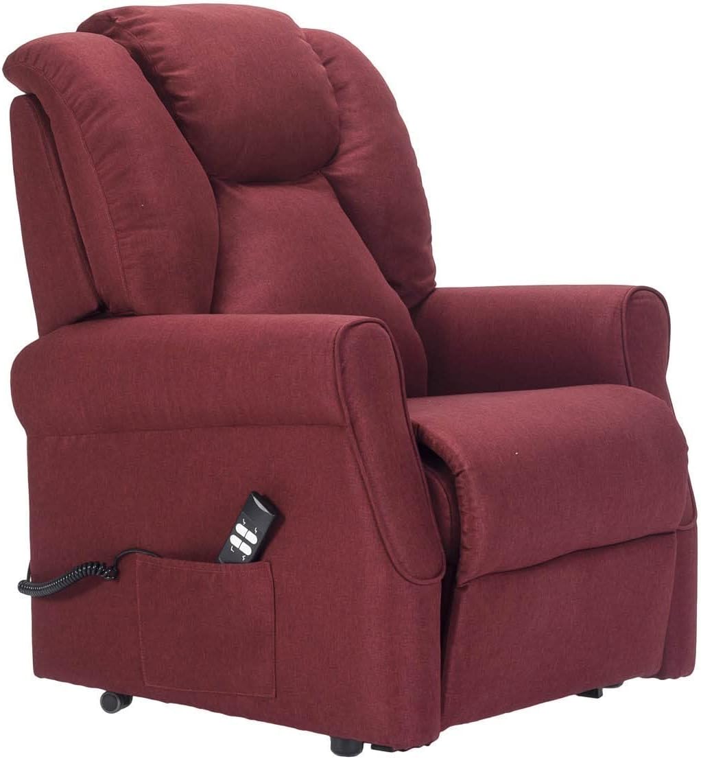 Sillón eléctrico Alzapersona – Sillón Relax para personas mayores con ruedas, espuma viscoelástica, reposacabezas y reposapiés – Silla ergonómica con mando a distancia – Sillones Italia