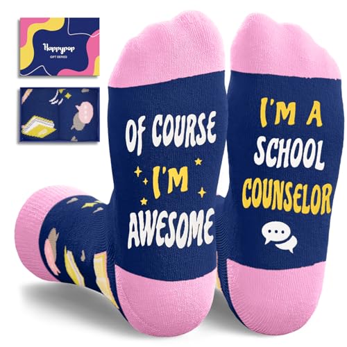 HAPPYPOP School Counselors Appreciation Gifts - Funny Socks for Women Men National Counselor Week Birthday Back-to-School Christmas