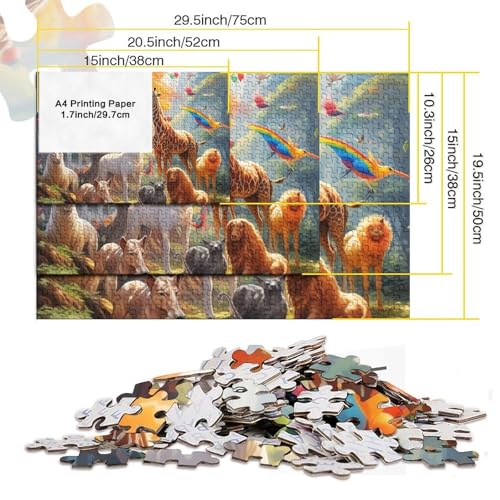Juego de puzzle 1000 piezas adultos de bosque fantástico y animales cartón 52x38cm 5