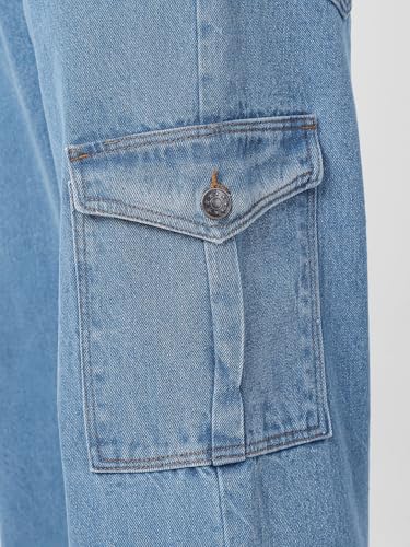 Image of Neostreak Men's Loose Baggy Fit Washed Cargo Jeans with 6 Pockets Non-Stretchable