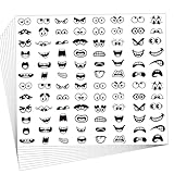 SerpizePaty 960Pcs Black Eye Mouth Stickers, 48 Designs Cartoon Face Expression Stickers for Cup Scrapbook Art Craft DIY Decoration
