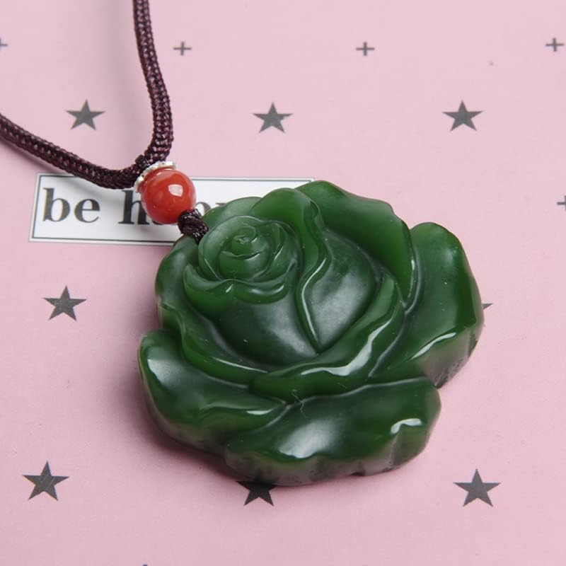 Wixine 1Pcs White Jade Rose Pendant Jadeite Flower Necklace Charm Fashion Accessories Hand-Carved Man Luck Amulet Gifts - Image 5